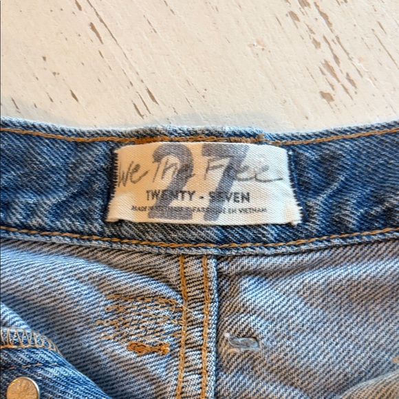 Free People Light Blue Distressed High-Rise Jean Shorts - Picture 3 of 3